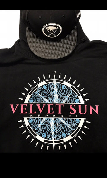 Velvet Sun Apparel - Retro Miami Beach Hoodie - Black (Unisex) Cotton